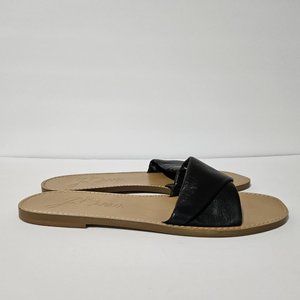 JCrew Womens Size 10 Twisted Leather Black Flat Sandal Made In Italy